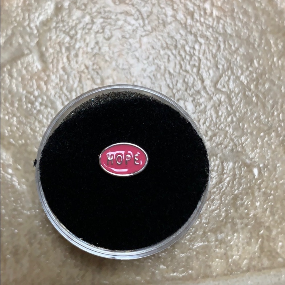 Never used origami owl “hope” pink charm